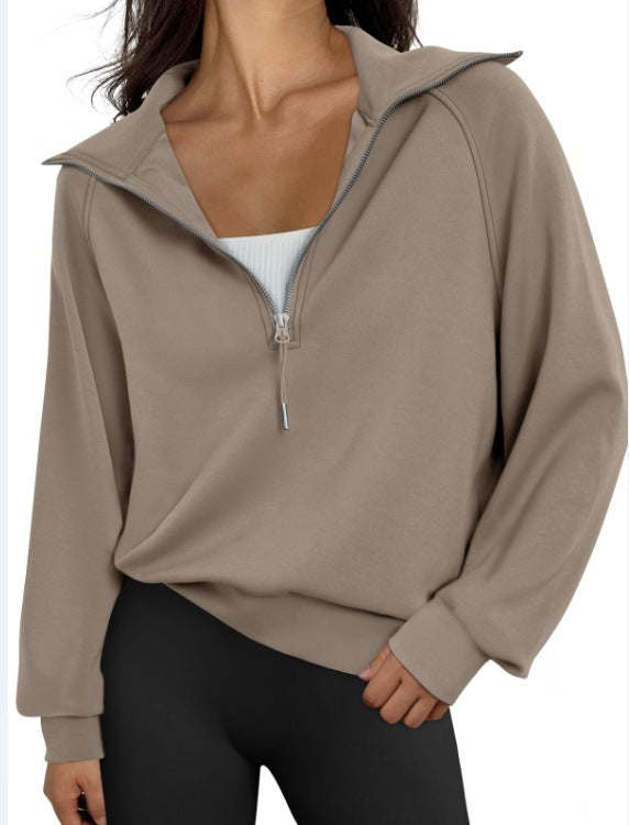 Casual pullover for women with high collar and zip Lune London
