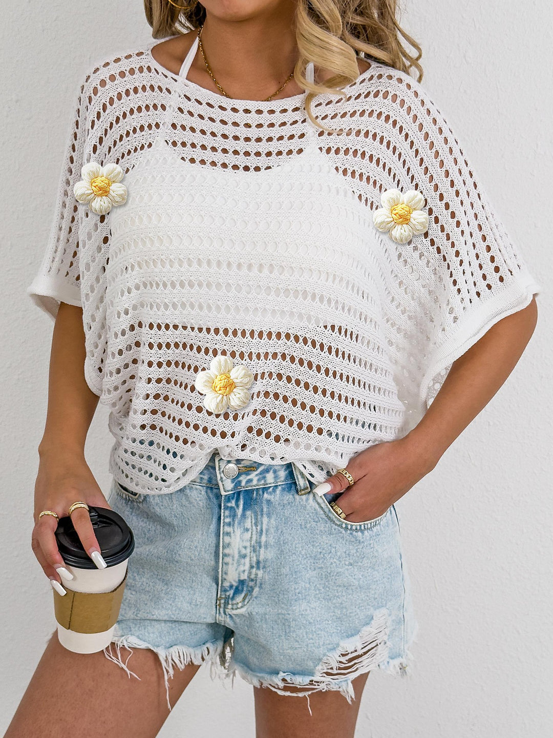 Ladies crochet knit beach shawl Lune London
