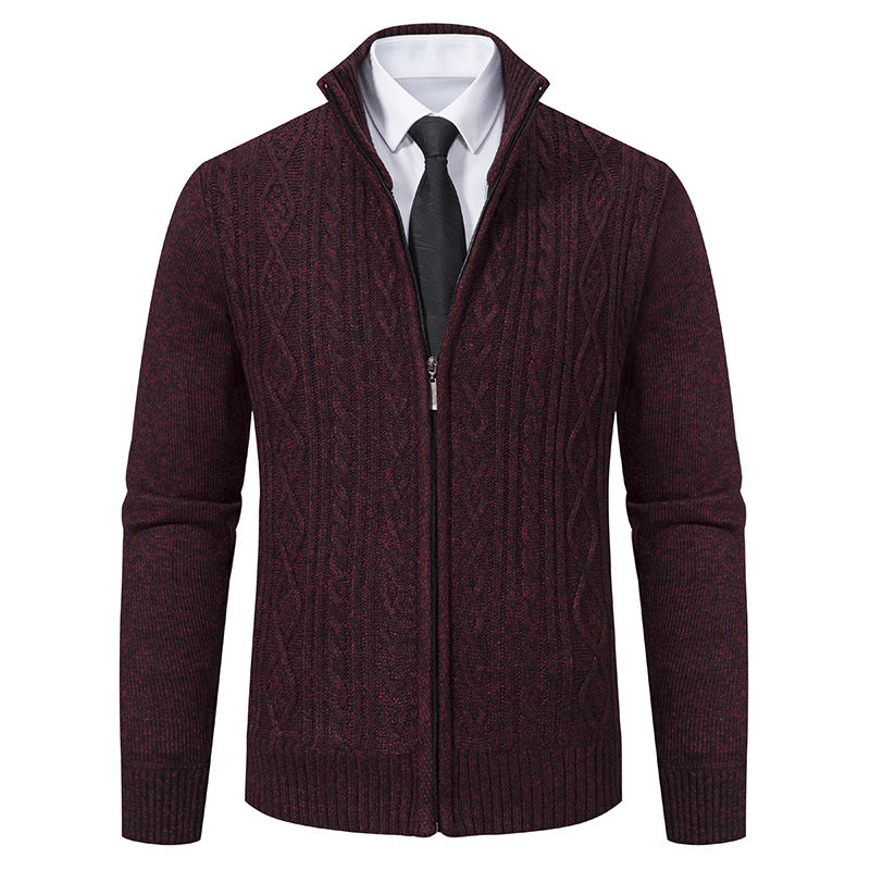 Knit jacket for men with high collar and textured pattern Lune London