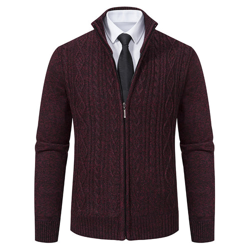 Knit jacket for men with high collar and textured pattern Lune London