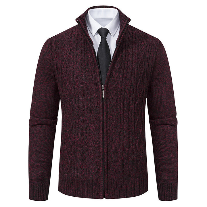 Lune London | Men's Cardigan with Stand-Up Collar and Textured Pattern