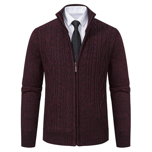 Lune London | Men's Cardigan with Stand-Up Collar and Textured Pattern