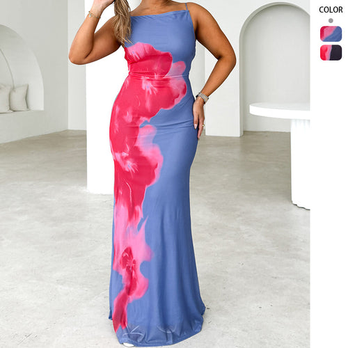 Elegant Maxi Dress for Women with Floral Print and Fine Straps Chic & Stylish