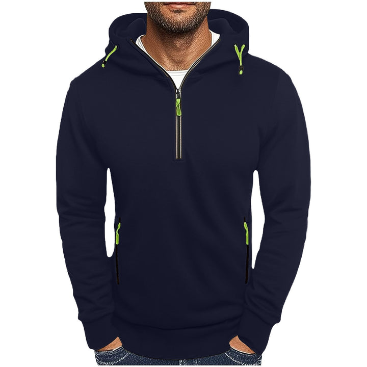 Men's fashionable hoodie with two pockets and half-zip Lune London