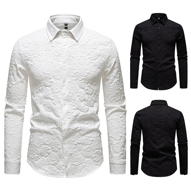 Men's Long Sleeve Shirt with Textured Design Lune London