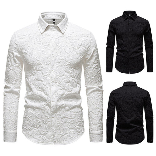 Men's Long Sleeve Shirt with Textured Design Lune London
