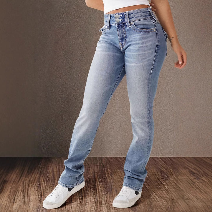 High-waisted jeans for women with decorative buttons Lune London