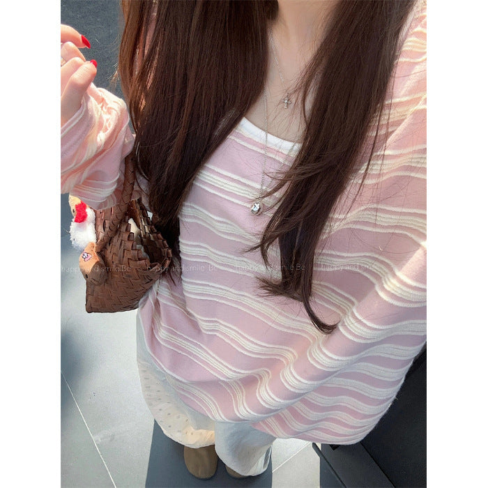 Women's casual long-sleeve shirt with elegant wave texture Chic & Stil