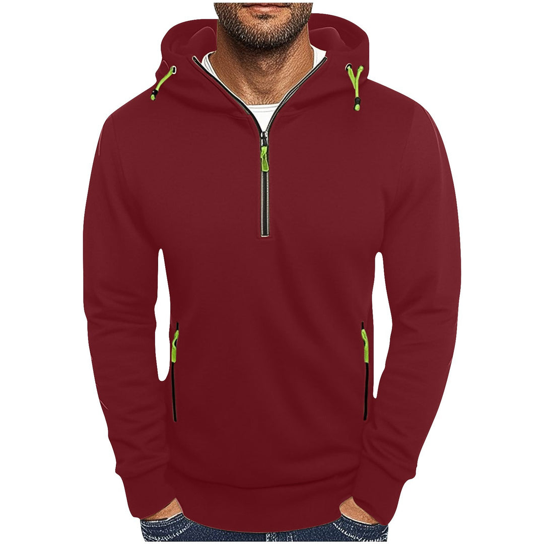Men's fashionable hoodie with two pockets and half-zip Lune London