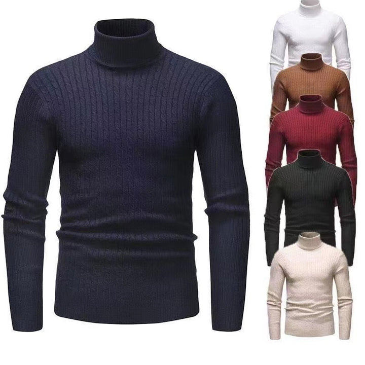 Men's turtleneck sweater with textured cable-knit pattern Lune London