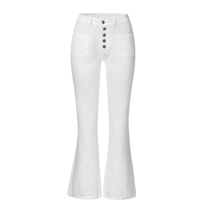 Women's flared jeans with high waist and retro button details Lune London