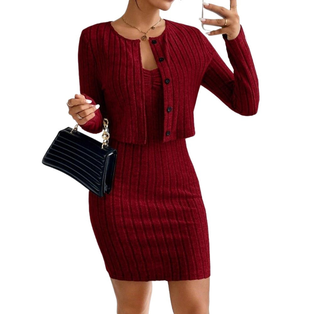 Robe en maille pour femmes avec bolero assorti Chic & Stil