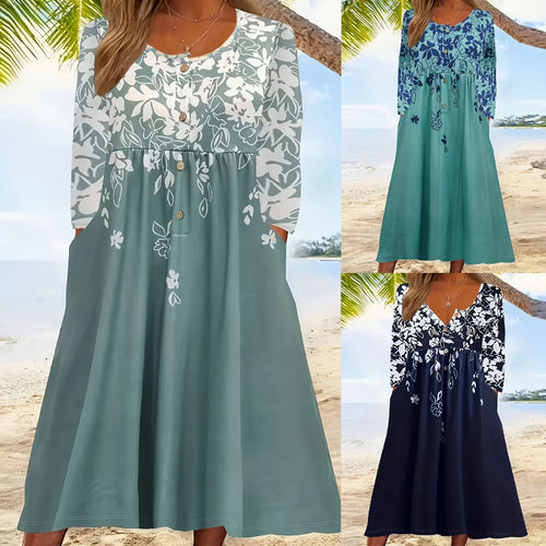Maxi dress for women with floral design and stylish button details Lune London