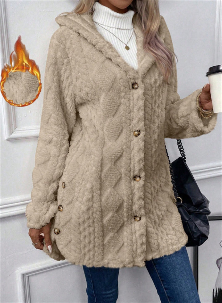 Ladies Cozy Teddy Jacket with Button Closure Lune London