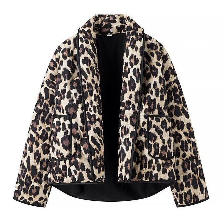 Veste matelassée tendance pour femmes avec motif léopard et poches pratiques Lune London