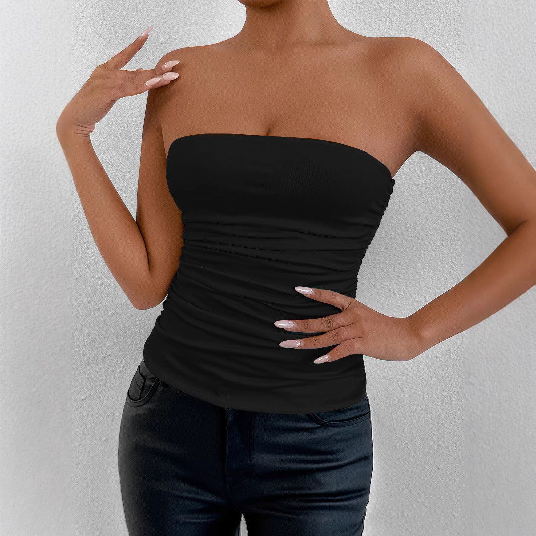 Women figure-enhancing bandeau top with sophisticated gathering elements Lune London