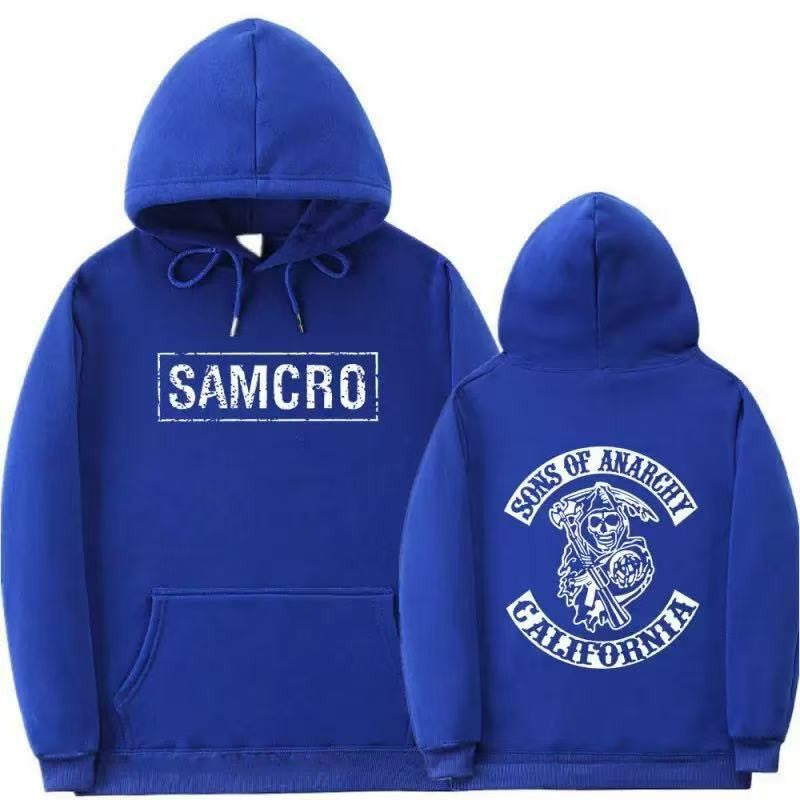 Women's hooded sweatshirt with artistic retro print and kangaroo pocket design Chic & Stil
