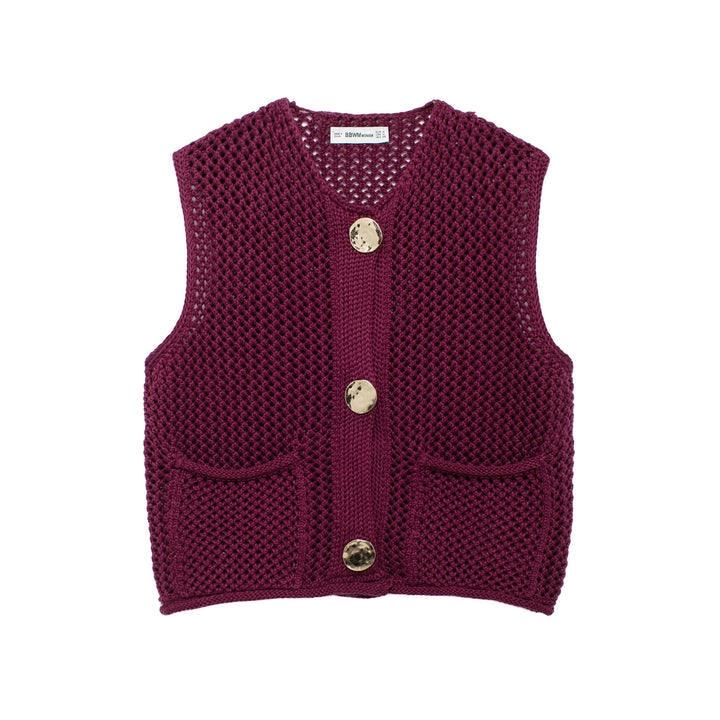 Lune London Women's Knit Vest with Buttons and Pockets