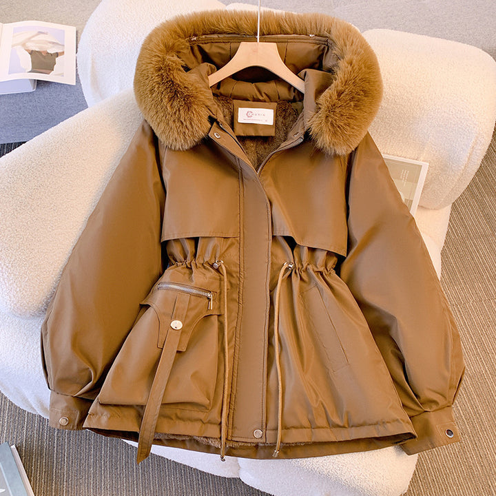 Elegant women's winter coat with removable faux fur collar Lune London
