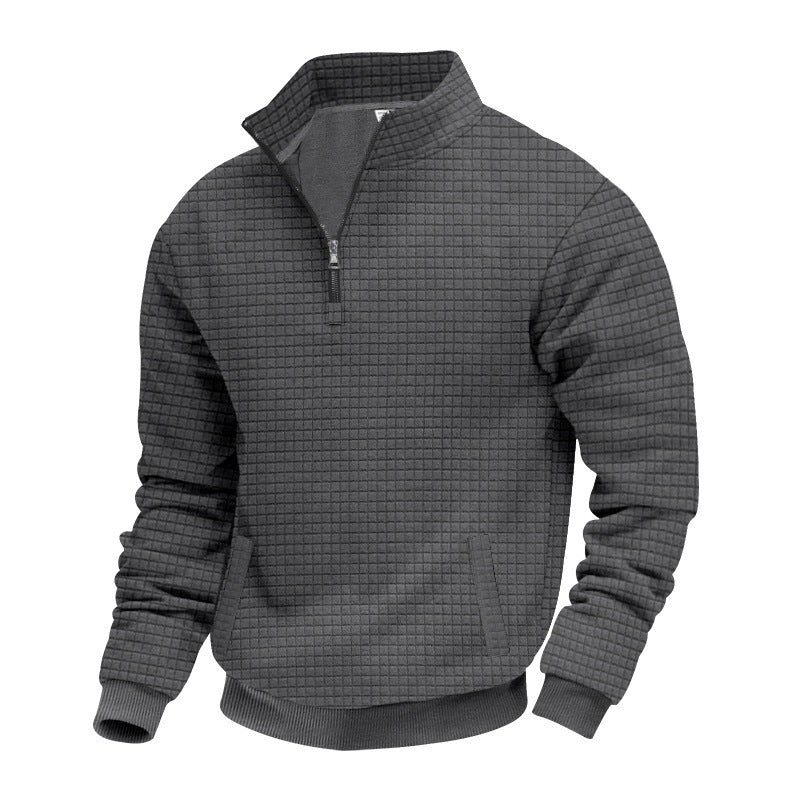 Sporty fleece pullover for men with half-zip Lune London