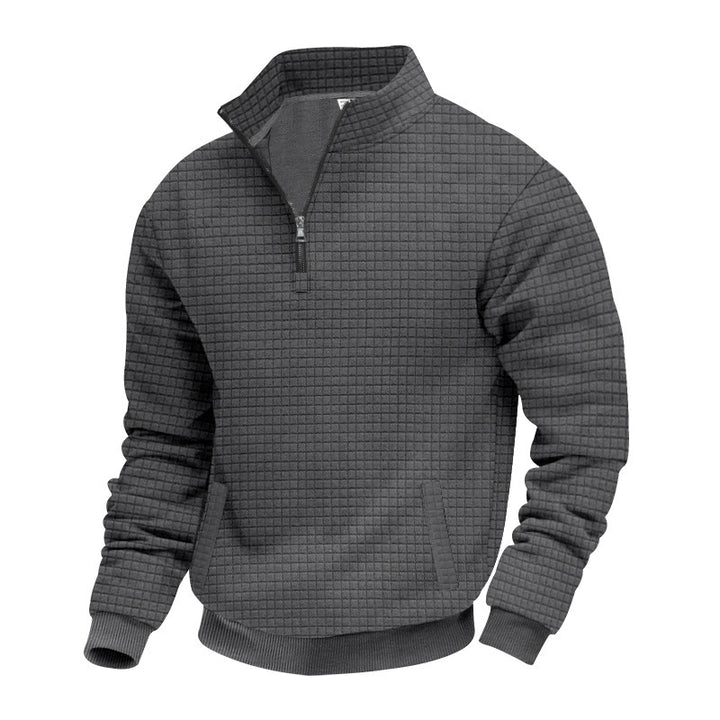 Sporty fleece pullover for men with half-zip Lune London