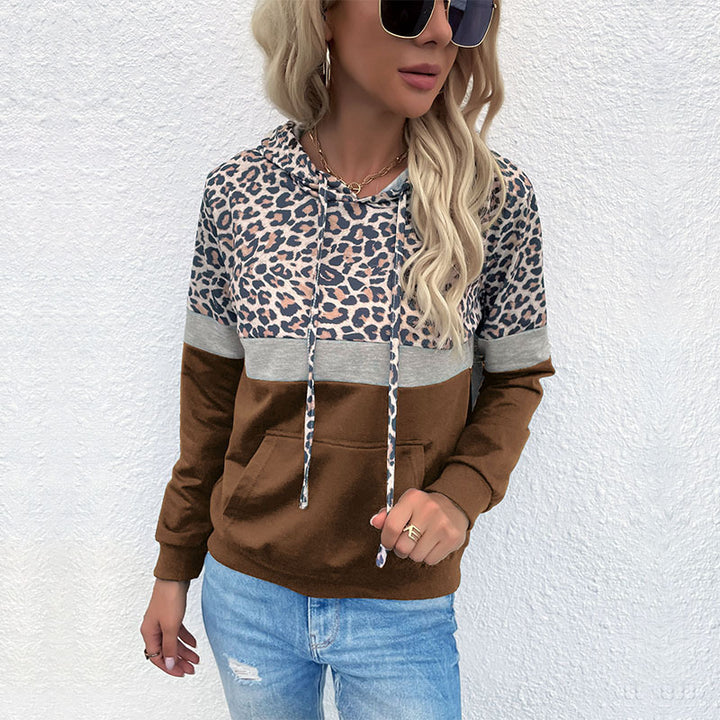 Women's hooded sweatshirt with trendy leopard print Lune London