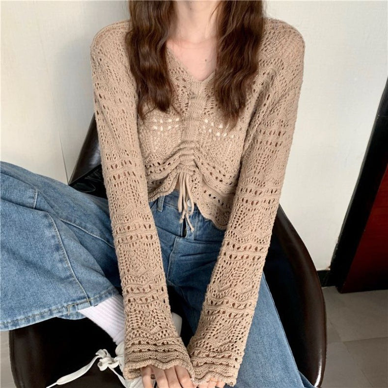Aired crochet sweater for women with drawstring and loose fit Lune London
