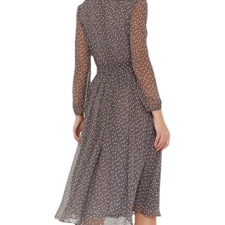 Robe en chiffon pour femme avec manches transparentes et ceinture ajustée Chic & Stil