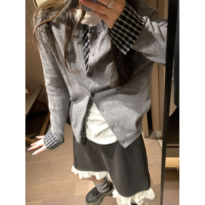 Gilet féminin en mélange de cachemire fin avec patte de boutonnage élégante Chic & Stil