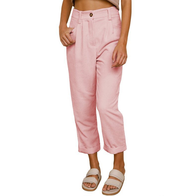 Ladies Comfortable and Elegant High-Waist Pants with a Fine Rib Pattern Lune London