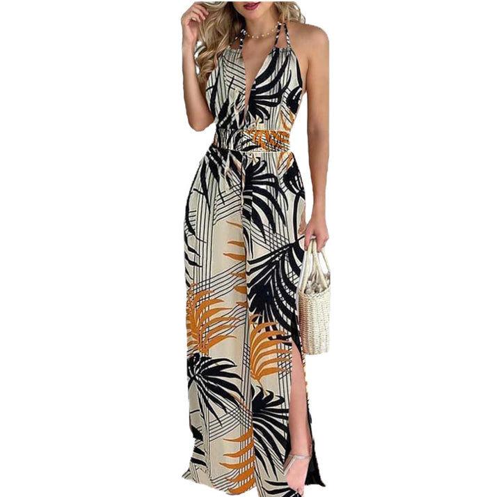 Halter jumpsuit women with wide legs and side slits Lune London