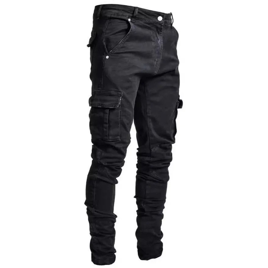 Men's Cargo Jeans with Multifunctional Pockets and Modern Slim-Fit Cut Chic Und Stil