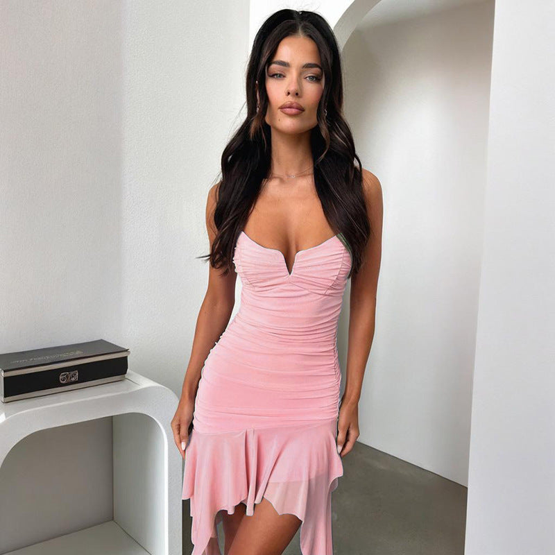 Lune London asymmetrical mini dress with ruffles