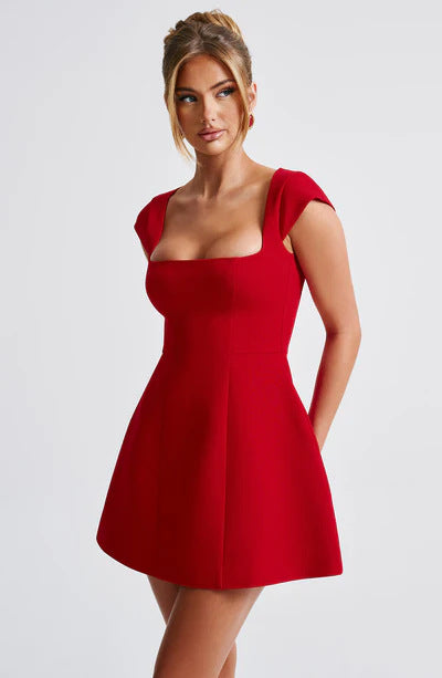 Women's sheath dress with square neckline and flared skirt Lune London