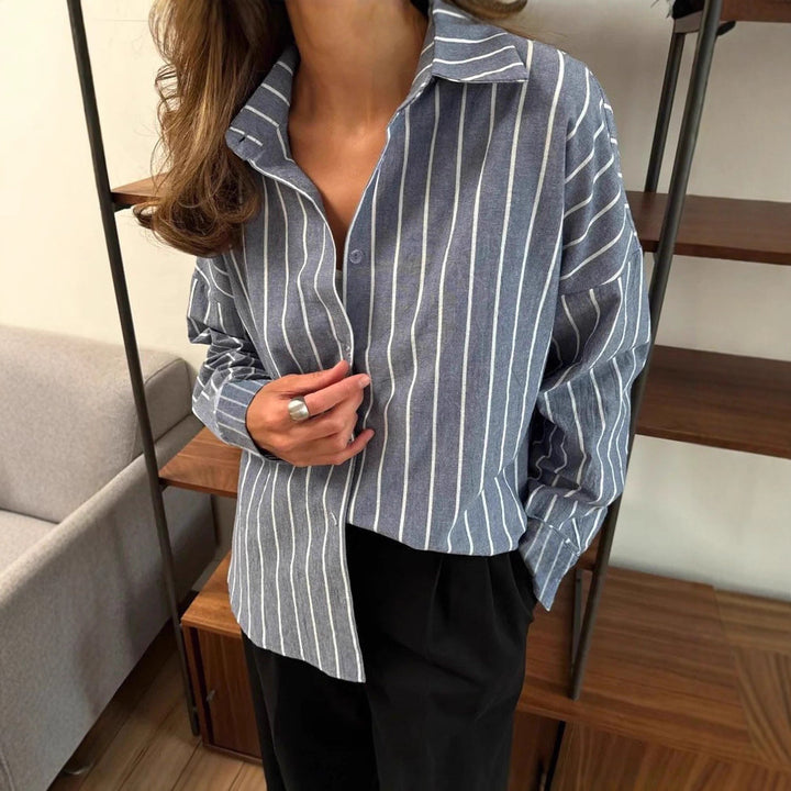 Ladies Trendy Striped Shirt with Oversized Cut Lune London