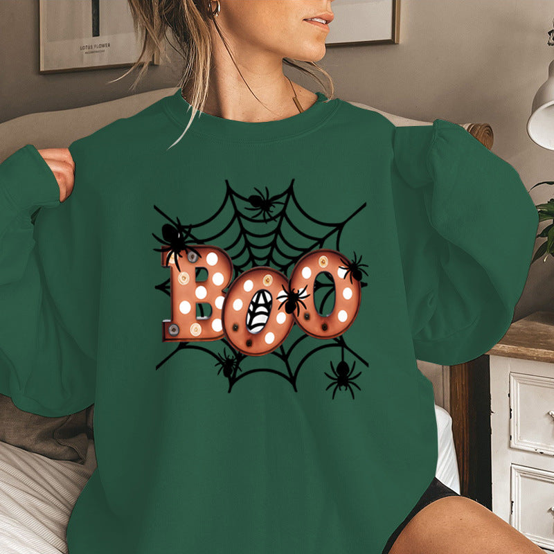 Sweat-shirt pour femmes avec un design créatif de toile d'araignée d'Halloween Chic & Stil