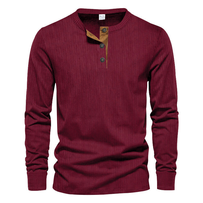 Men's Long Sleeve Henley Shirt with Textured Design Lune London