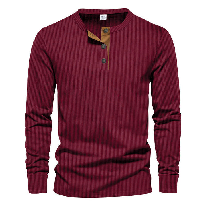 Men's Long Sleeve Henley Shirt with Textured Design Lune London