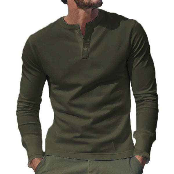 Men's Chic and Stylish Long Sleeve Henley T-shirt