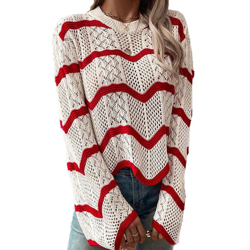 Pull en tricot premium pour femmes avec motif en vagues et détails tendance Chic & Stil