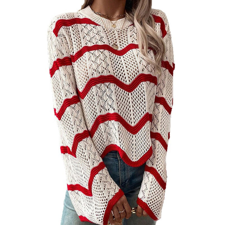 Pull en tricot premium pour femmes avec motif en vagues et détails tendance Chic & Stil