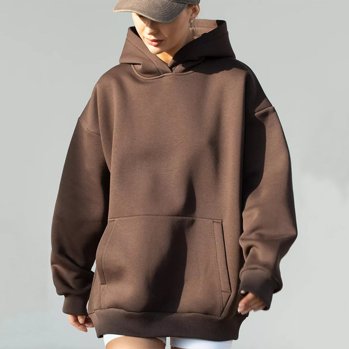 Ladies oversized hoodie with a practical kangaroo pocket design Lune London