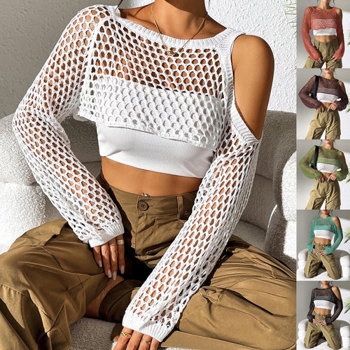 Ladies Open Knit Crop Top Lune London