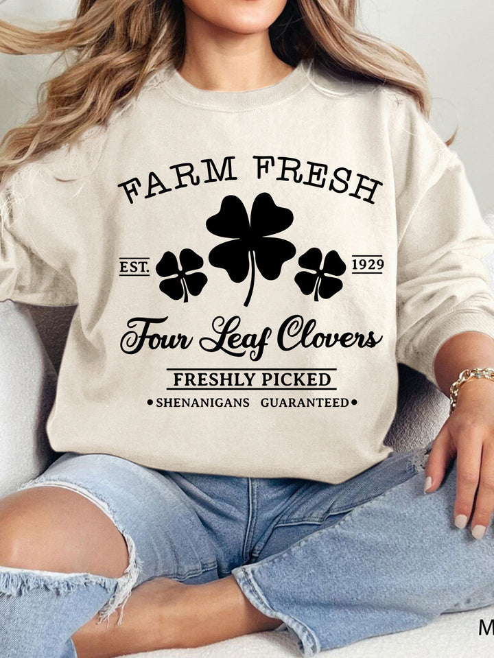 Sweat-shirt de loisirs pour femmes avec motif de trèfle inspiré du vintage et coupe confortable Chic & Stil