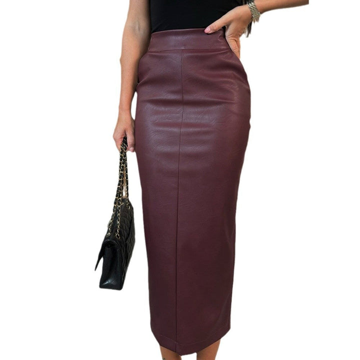 Women's Midi Skirt Made Of High-Quality Leather Imitation with A High Waistband Chic Und Stil