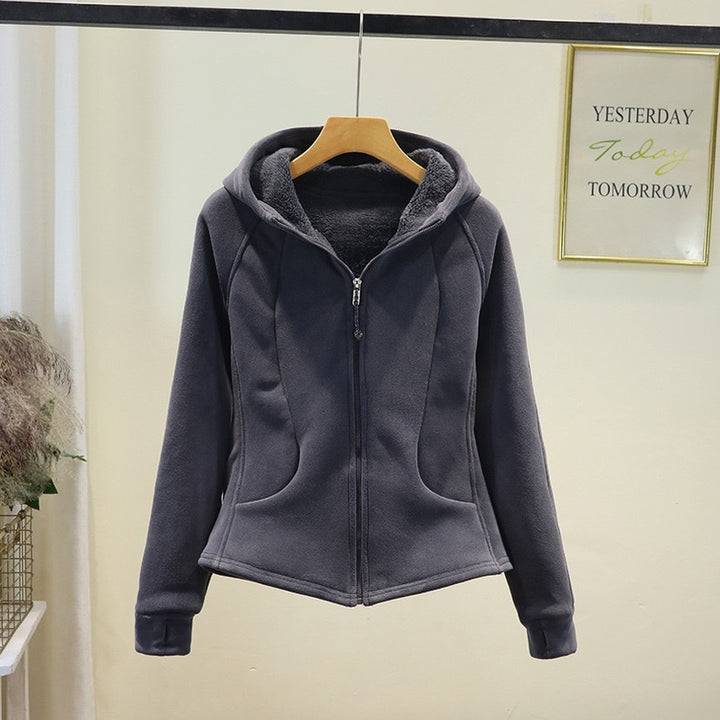 Veste en polaire confortable pour femmes avec fermeture éclair complète et capuche Chic & Stil