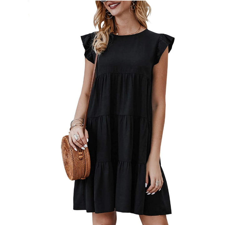 Cotton dress for women with ruffle detail and loose fit Lune London