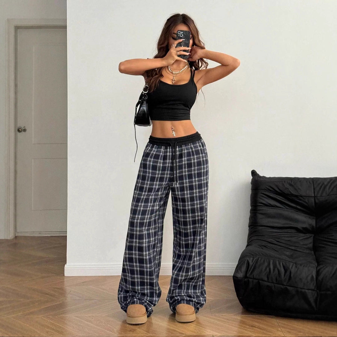 Lune London women's casual checkered pants