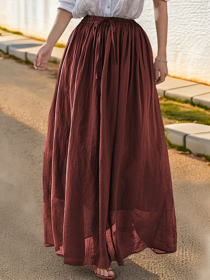 Elegant maxi skirt for women with a flowing cut and practical drawstrings Lune London