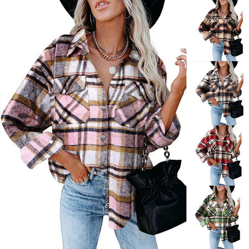 Flannel check shirt for women with practical chest pockets and relaxed fit Lune London